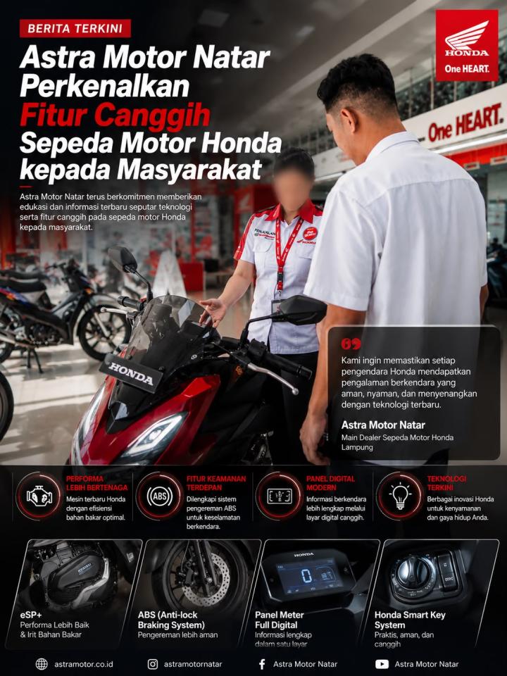 Astra Motor Natar Perkenalkan Fitur Canggih Sepeda Motor Honda kepada Masyarakat
